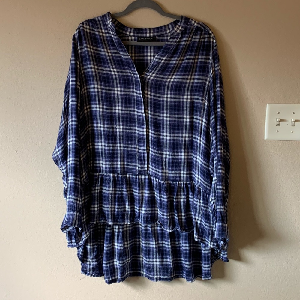 Super Soft Peplum Flannel Plaid Tunic
